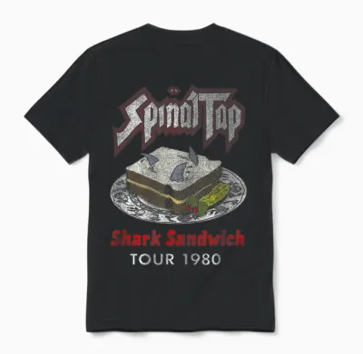 Vintage Shark Sandwich Distressed Spinal Tap Funny Design Unisex T-Shirt - Black