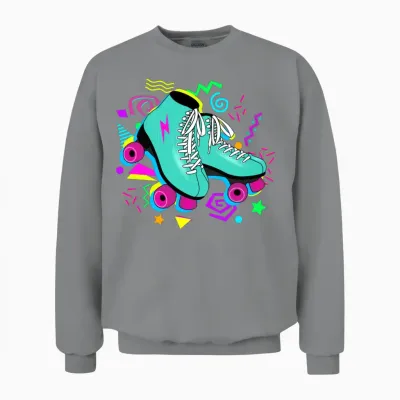 Roller Skates Neon Retro Unisex Sweatshirt - Sport Grey