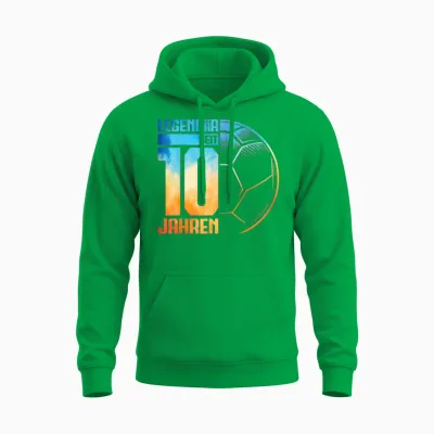 10th Birthday Retro Handball Player 10 Years Boy Kids T-Shirt, Black Unisex Hoodie - Irish Green