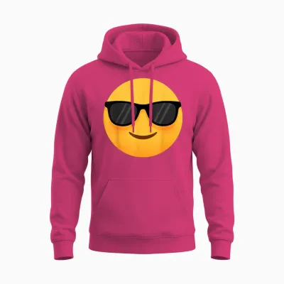 Funny Emoticon Cool Smiling Face with Sunglasses Unisex Hoodie - Heliconia