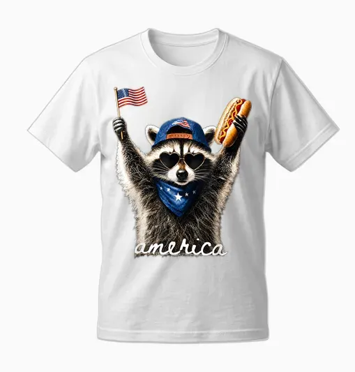 Usa America Raccoon Hot Dog 1776-2026 4th of July 250 Years Unisex T-Shirt - White