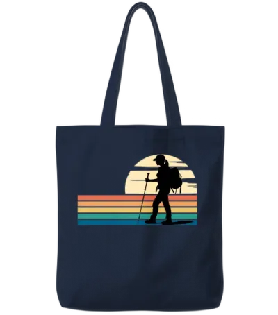 Hiking Female Hiker Colorful Tote Bags - Navy