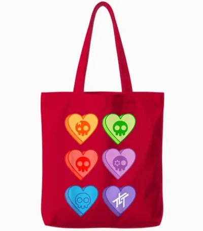 The Living Tombstone Candy Hearts T-Shirt, Black, S Tote Bags - Red