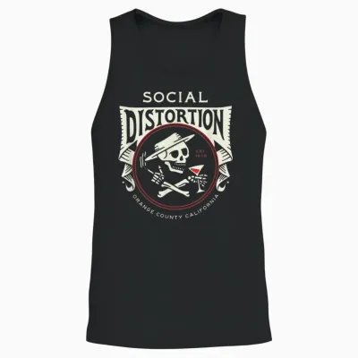 Official Social Distortion Skelly Circle T-Shirt, Black Unisex Tank Top - Black