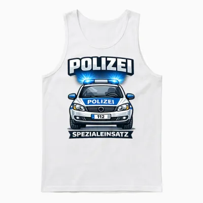 Kinder Polizei Spezialeinsatz Junge Polizeiauto 112 Unisex Tank Top - White