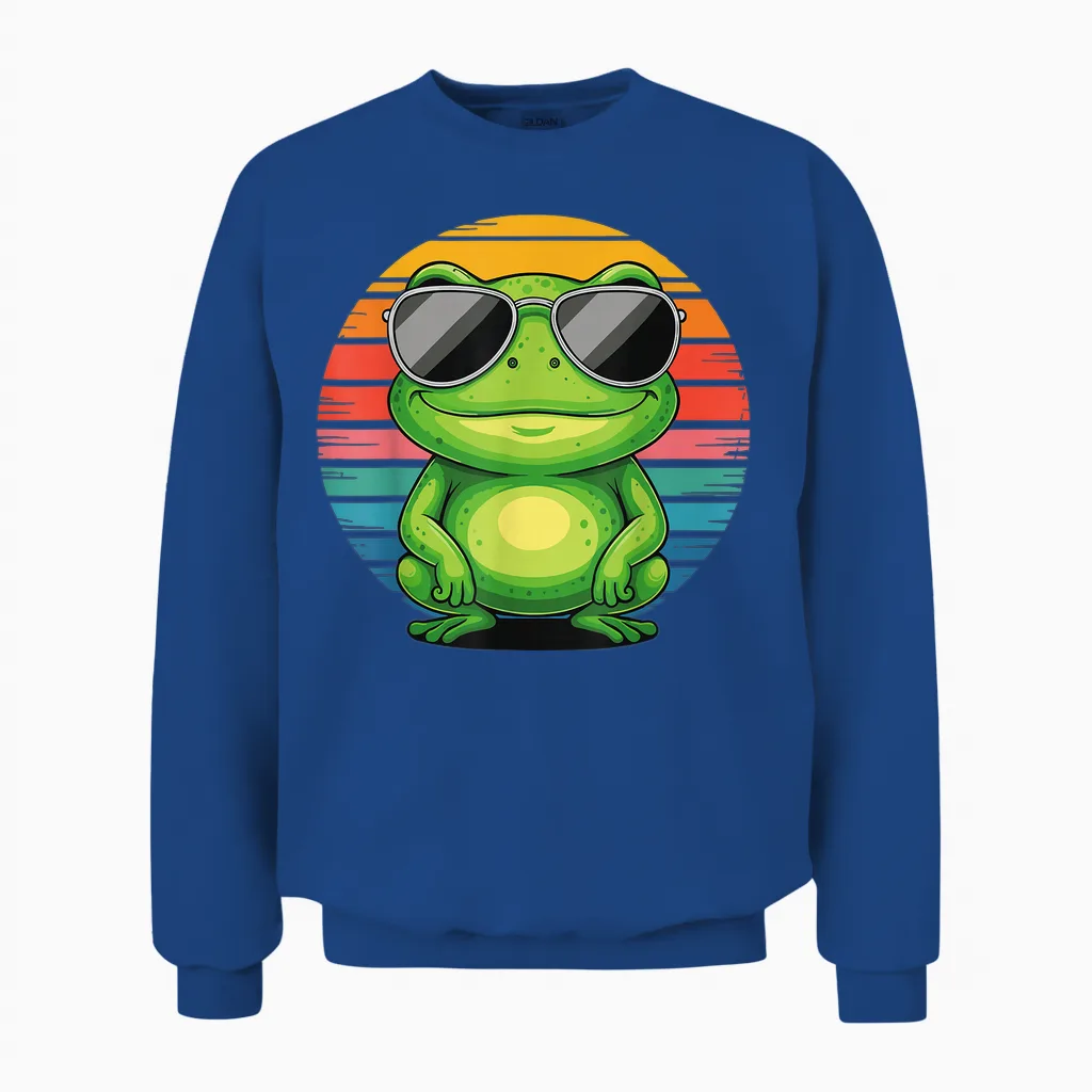 Retro Frosch Mit Sonnenbrille Frosch Vintage Style Unisex Sweatshirt in Royal