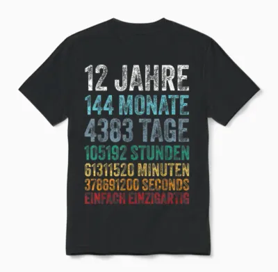 12th Birthday Boy Boy Children Decoration 12th Birthday Unisex T-Shirt - Black