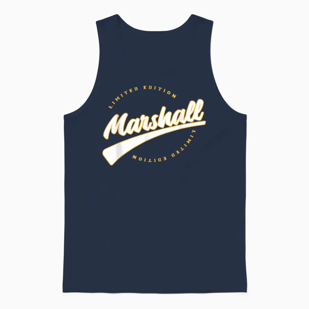 Funny Personalized First Name Design for Marshall T-Shirt, Black, S Unisex Tank Top in Navy