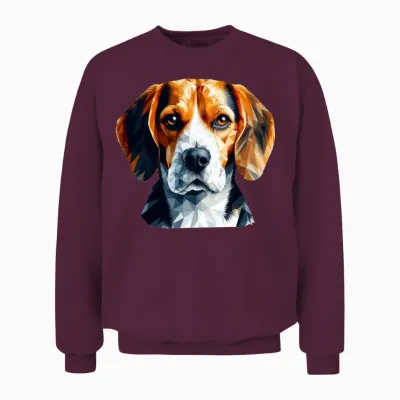 Geometric Beagle Polygon Art Design Unisex Sweatshirt - Maroon