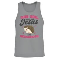 Animal Lover This Girl Runs on Jesus and Hedgehogs Unisex Tank Top - Sport Grey – 2
