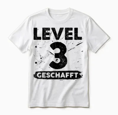 Level 3 Geschafft 3 Hochzeitstag 3 Jahre Unisex T-Shirt - White