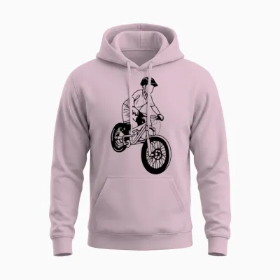 Mountain Biking Boy Unisex Hoodie - Light Pink
