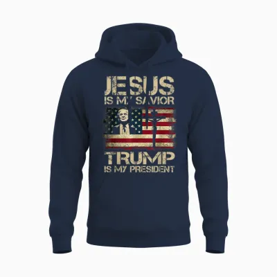 Jesus Is My Savior Trump Is My President Trump 2024 Usa Unisex Hoodie - Navy
