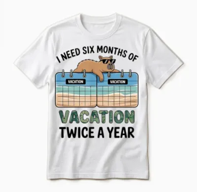 Six Months Vacation Twice a Year Funny Quote Unisex T-Shirt - White