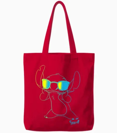 Disney Lilo & Stitch Cool Stitch Neon Outline Chest Portrait Tote Bags - Red