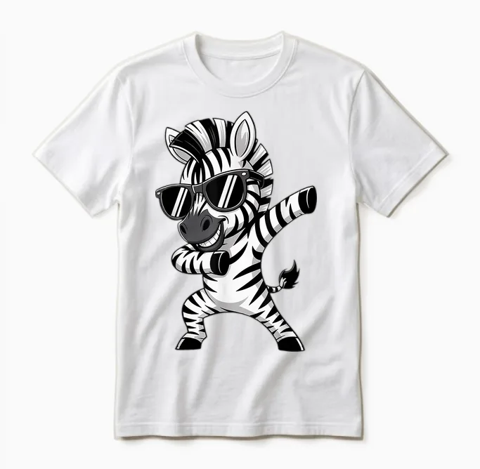 Cute Dabbing Zebra Clothes Kids Toddler Boys Animal Print Unisex T-Shirt in White