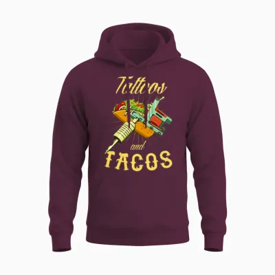 Funny Tacos and Tattoo Unisex Hoodie - Maroon