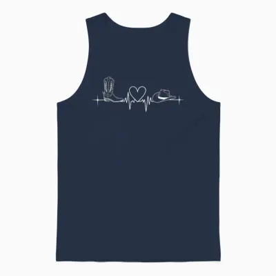 Line Dance Heartbeat Ecg Pulse Line Dance Unisex Tank Top - Navy