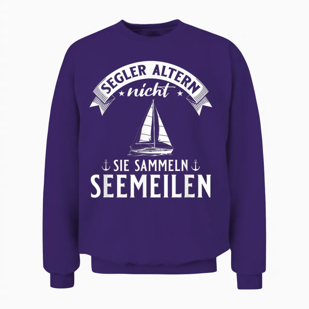 Men's T-Shirt with Sailor Age Not Ageing Boat Captain Unisex Sweatshirt in Purple