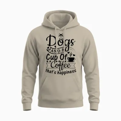 Dogs and a Cup of Tea That's Happiness - Dog Owner Unisex Hoodie - Sand