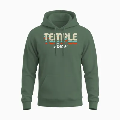 Retro Temple Texas Unisex Hoodie - Military Green