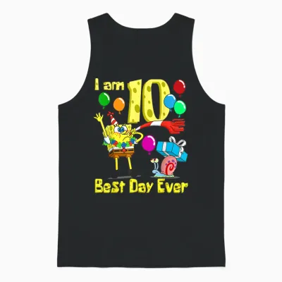 Mademark X Spongebob Squarepants - Spongebob I Am 10 Years Old Birthday Party Unisex Tank Top - Black