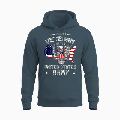 Proud Veteran of the Us Army - Usa Flag Soldier Veteran Unisex Hoodie - Dark Heather