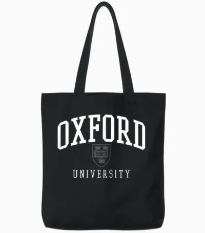 Oxford Logo White T-Shirt, Blue, S Tote Bags - Black
