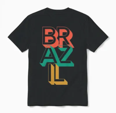 Brazil Retro Typography Unisex T-Shirt - Black