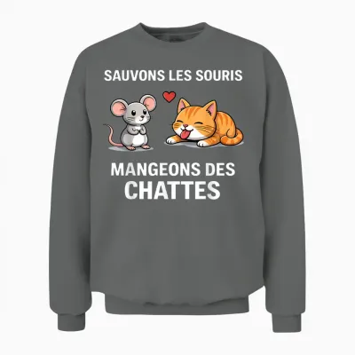 Humor Save Mice Eat Pussies Word Game Unisex Sweatshirt - Graphite Heather