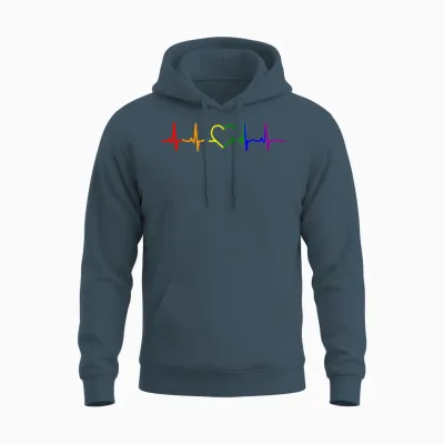 Lgbt Gay Pride Heartbeat Rainbow Csd Unisex Hoodie - Dark Heather