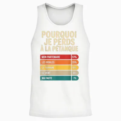 Why I Lose at Pétanque Funny Gift Humor Petanque Unisex Tank Top - White