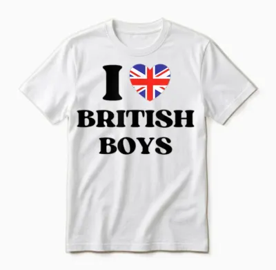 Funny I Love British Boys I Red Heart British Boys Britain Unisex T-Shirt - White