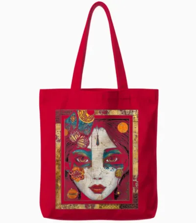 Anime Women Graphic Colorful Tote Bags - Red