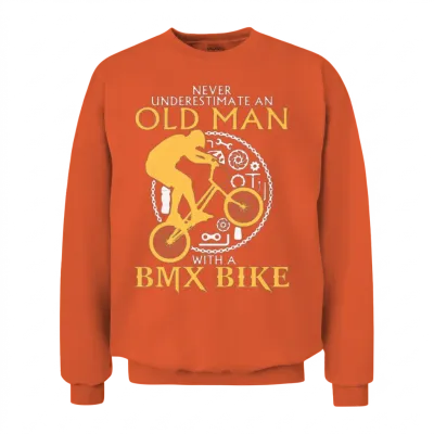 Old Man with a Bmx Bike Unisex Sweatshirt - Orange