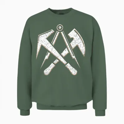Roofer Craft Guild Sign with Tool on Chest T-Shirt, Black Unisex Sweatshirt - Military Green