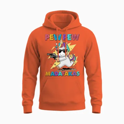 Funny Unicorn Unisex Hoodie - Orange
