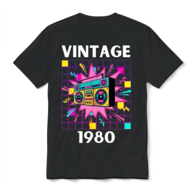 Vintage 1980 Unisex T-Shirt - Black