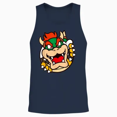Super Mario Bros Bowser Big Koopa Breakout Portrait Unisex Tank Top - Navy