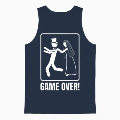 Groom Groom Stag Party Game Over T-Shirt, Black, S Unisex Tank Top - Navy