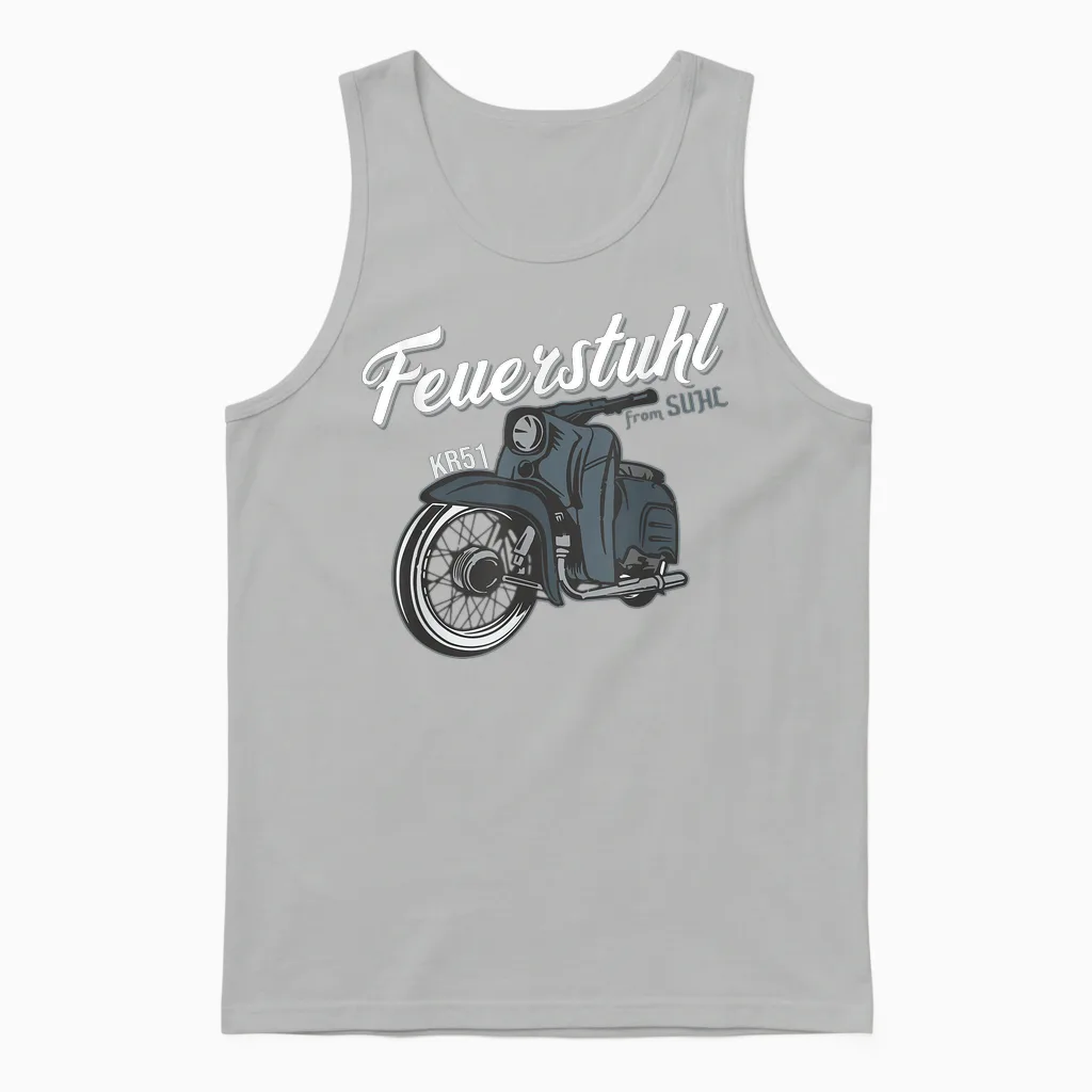 Schwalbe Feuerstuhl Aus Suhl Kr51 Mofa Kulturerbe Fahrer Ddr Unisex Tank Top in Ash