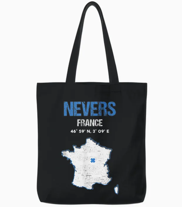 City of Nevers, France T-Shirt, Black, S Tote Bags in Black