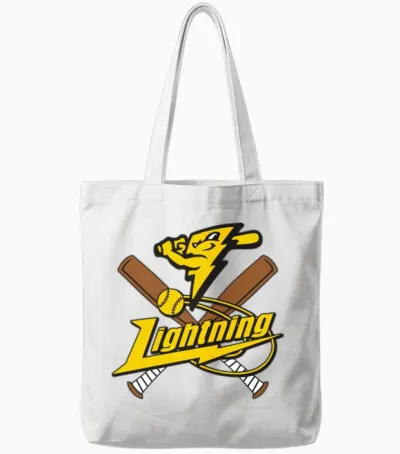 Lightning Baseball Tote Bags - White