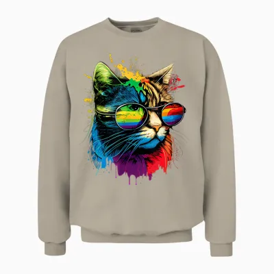 Rainbow Flag Gay Pride Lgbtq Wasserfarben Katze Unisex Sweatshirt - Sand