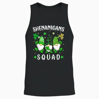 St Patricks Day Gnomes Shenanigans Squad Men Women Unisex Tank Top - Black