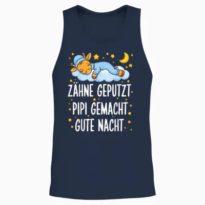 Schlafshirt Pyjama Nachthemd Zähne Geputzt Giraffe Kinder Unisex Tank Top - Navy