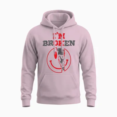 Confused Smile I'm Broken Invisible Illness I'm Ok Broken Unisex Hoodie - Light Pink