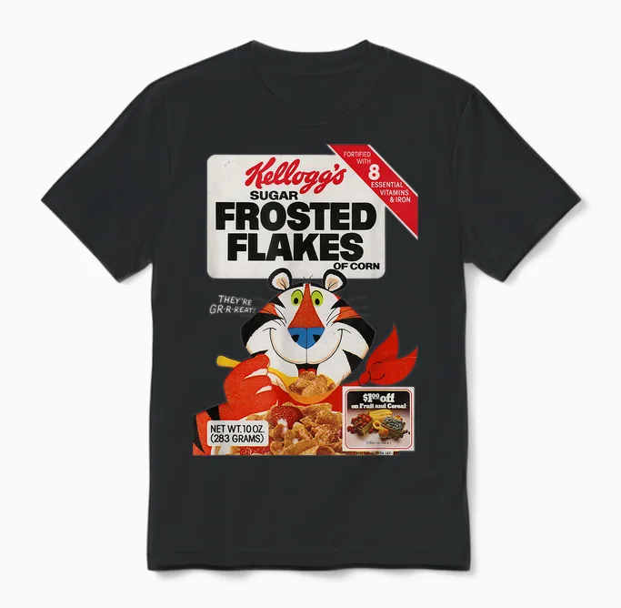 Kellogg's Frosted Flakes 1980er Müslibox Tony Der Tiger Unisex T-Shirt in Black