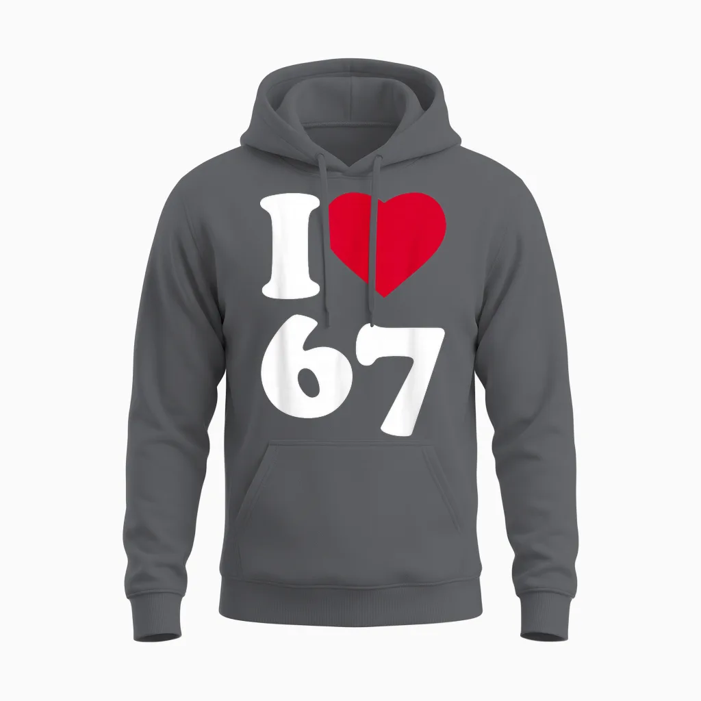 I Heart Love 6-7 Meme Dominosix-Seven Funny 67 Gen Z Alpha Unisex Hoodie in Charcoal