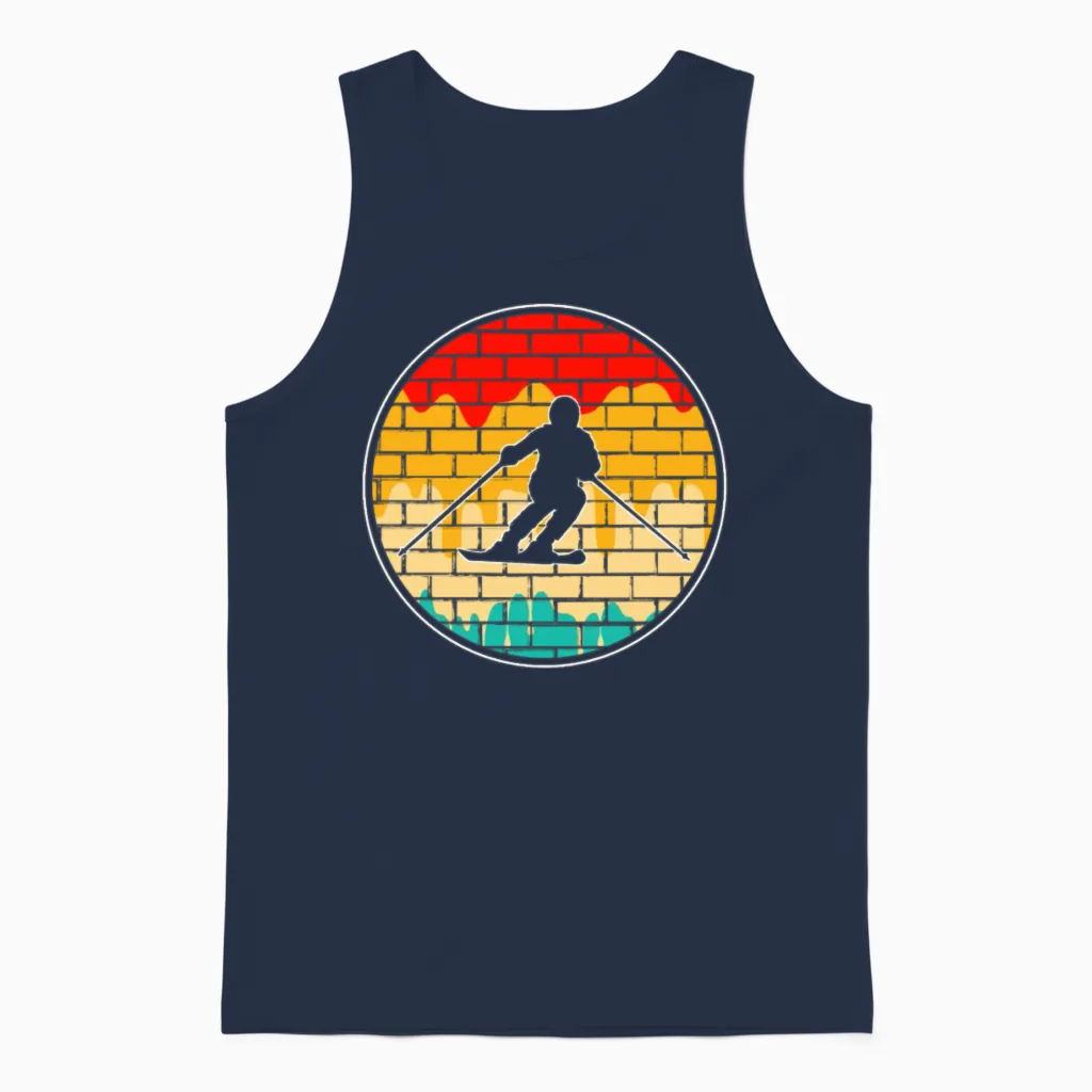 Ski Retro Unisex Tank Top in Navy